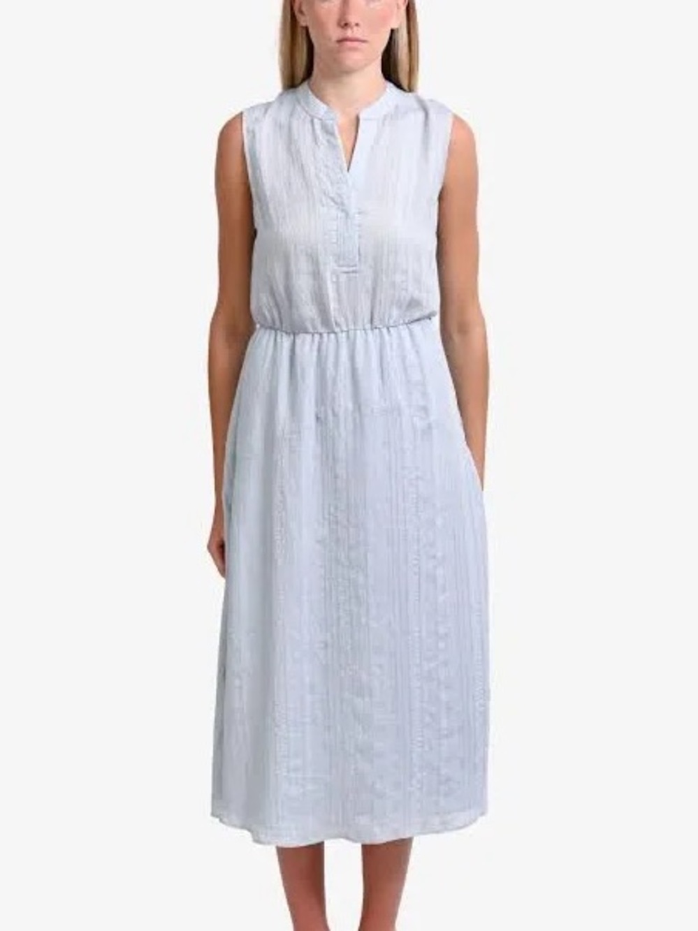 New Vince Sleeveless Light Blue Midi Dress sundress stripe